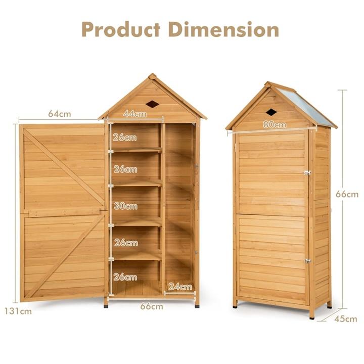 Wooden Outdoor Storage Shed Lockable Garden Tool Cabinet with ...